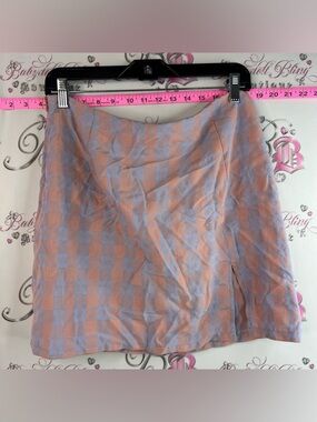 SHEIN skirt checkered orange Pastel Peach & Light Blue lilac Plaid Mini Skirt